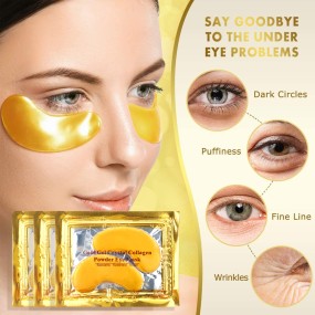 24K Gold Collagen Eye Mask - Anti-Wrinkle Gel Patches with Crystal Collagen & Gold Powder for Private Label & Factory Price