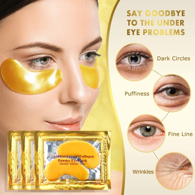 24K Gold Collagen Eye Mask - Anti-Wrinkle Gel Patches with Crystal Collagen & Gold Powder for Private Label & Factory Price