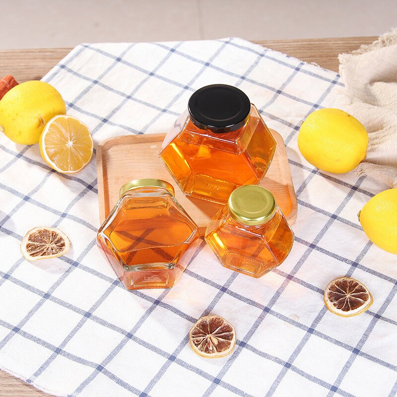 Glass Honey Jar Supplier - Wholesale Hexagon Screw Cap for Food Storage