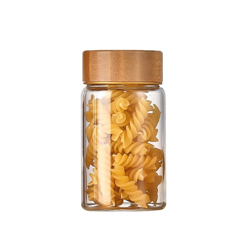 Glass Jar Supplier - 47mm Clear Round with Bamboo Lid for Tea Spice
