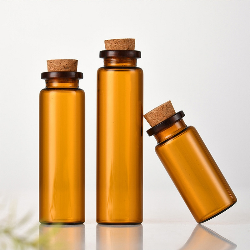 Glass Vial Manufacturer - Wholesale Amber Travel Pill Container with Cork