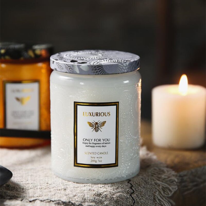 Glass Candlestick Holder Supplier - Wholesale 8oz Luxury Embossed with Lid