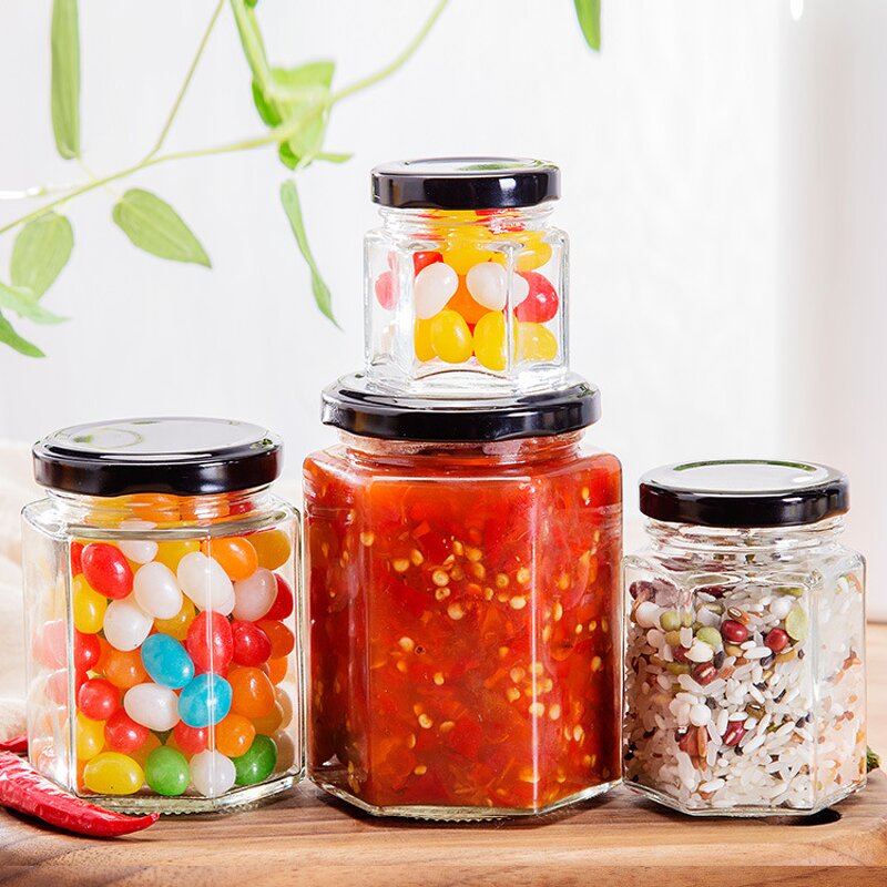 Glass Food Storage Jars Supplier - Wholesale Hexagon with Aluminum Lid