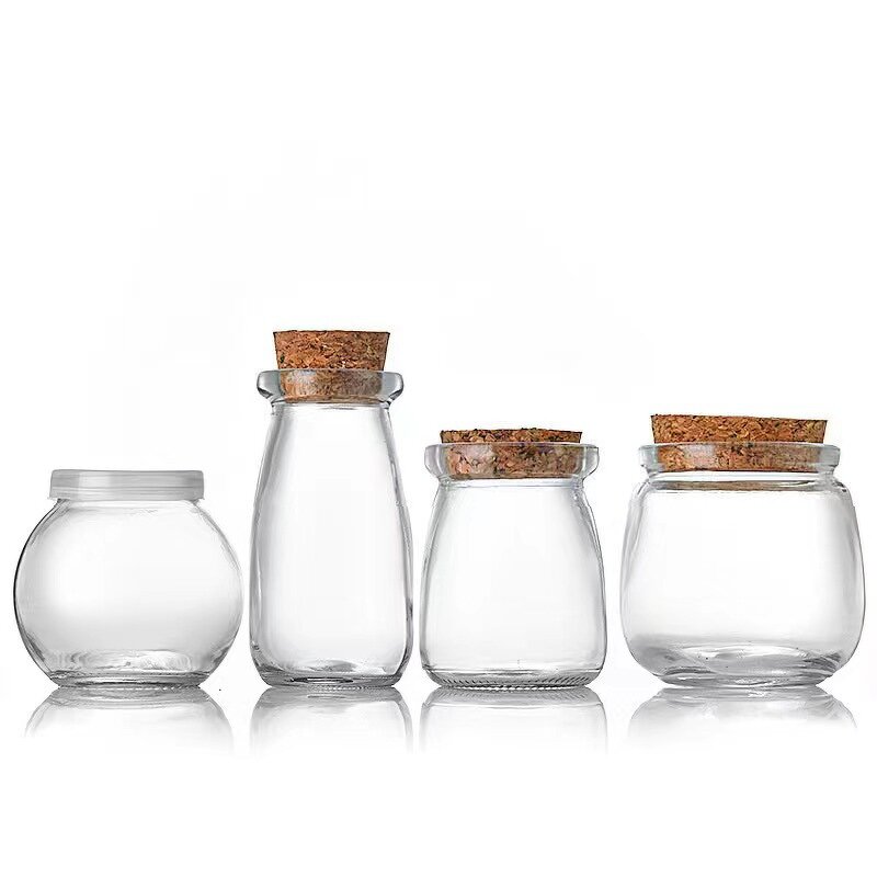 Glass Yogurt Pudding Jars Factory - Wholesale Round with Cork Lid Screen-Printed