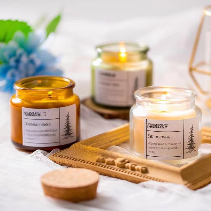Glass Candle Jar Supplier - Wholesale Small 80ml Amber Round with Cork Lids