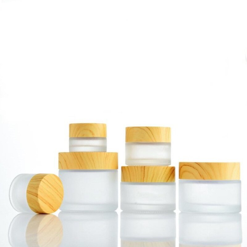 Glass Cosmetic Cream Jar Manufacturer - Wholesale Flat Frosted with Wood Cap