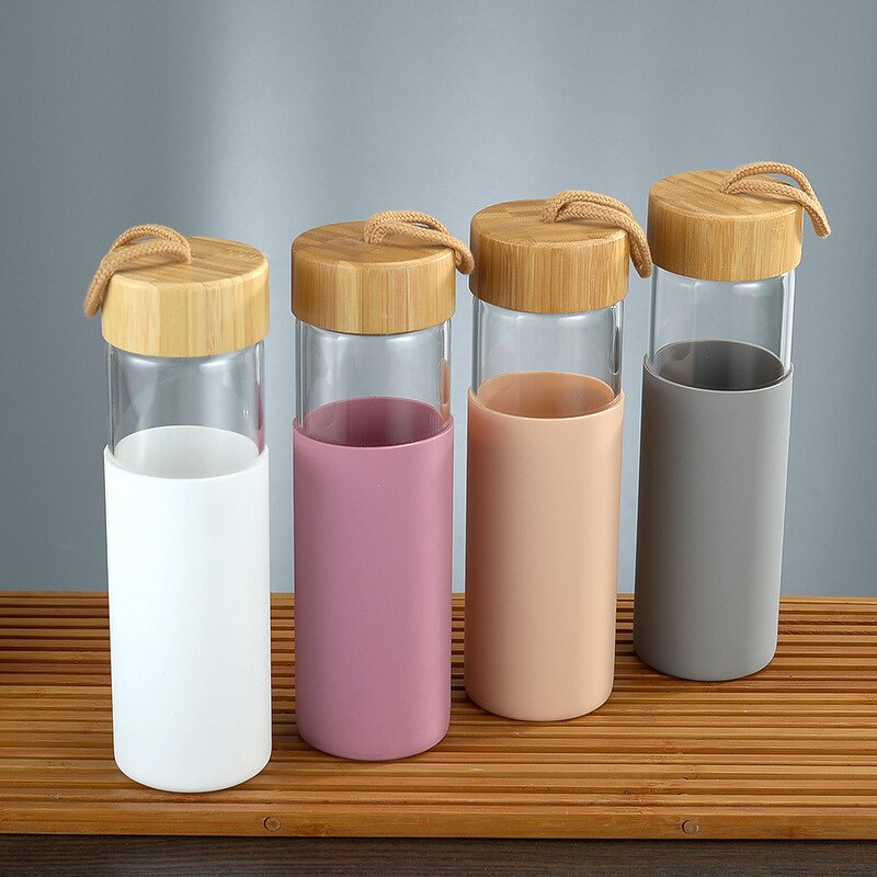 Glass Water Bottle Manufacturer - Wholesale 550ml Borosilicate with Bamboo Lid