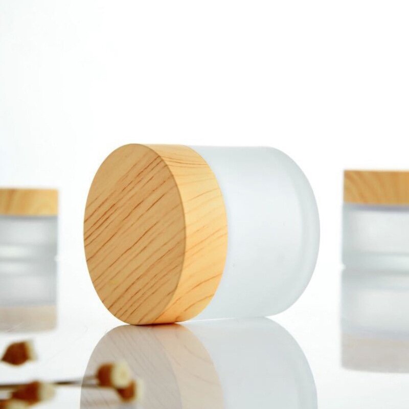 Glass Cosmetic Cream Jar Manufacturer - Wholesale Flat Frosted with Wood Cap