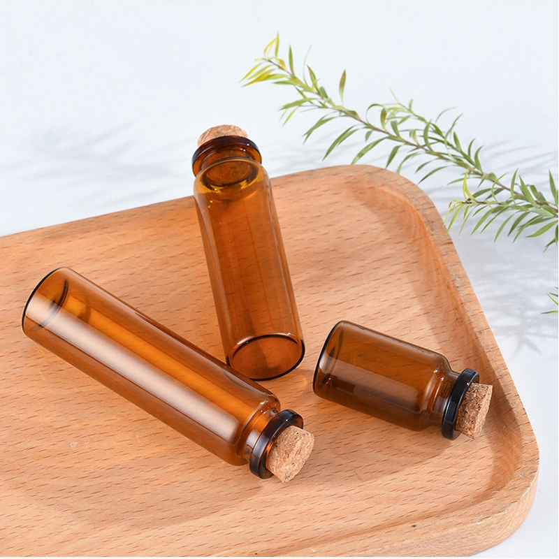 Glass Vial Manufacturer - Wholesale Amber Travel Pill Container with Cork
