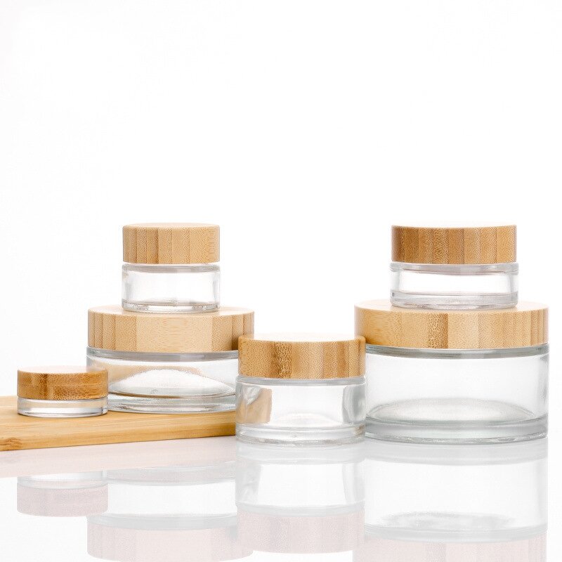 Glass Cosmetic Cream Jar Factory - Wholesale Luxury Clear with Bamboo Lid