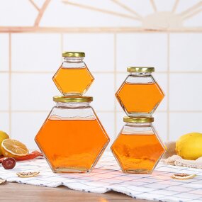 Glass Honey Jar Supplier - Wholesale Hexagon Screw Cap for Food Storage