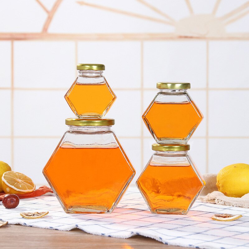Glass Honey Jar Supplier - Wholesale Hexagon Screw Cap for Food Storage