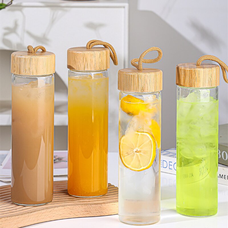 Glass Water Bottle Manufacturer - Wholesale 550ml Borosilicate with Bamboo Lid