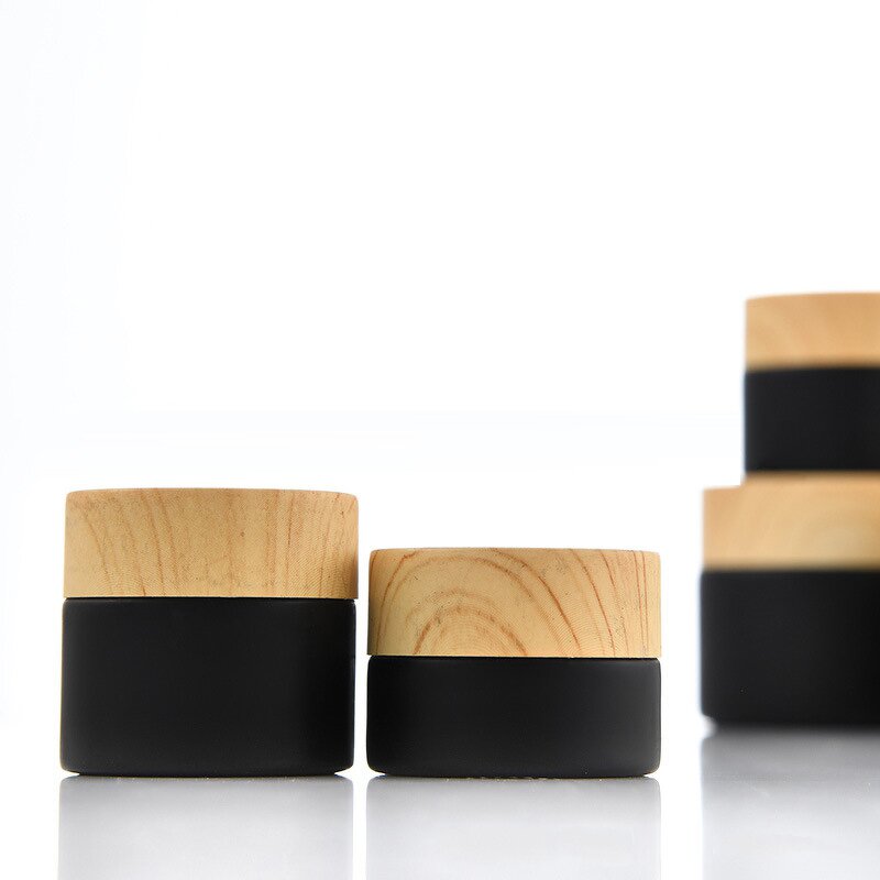 Glass Face Cream Jars Manufacturer - Wholesale Matte Black with Plastic Cap