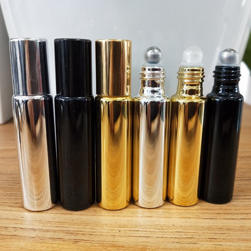 Glass Essential Oil Roller Bottle Factory - Wholesale 10ml UV Gold Black Roll-on