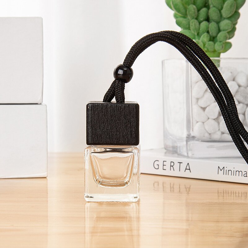 Glass Car Perfume Bottle Factory - 8ml Square Hanging Diffuser Frost Finish