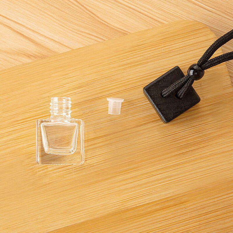 Glass Car Perfume Bottle Manufacturer - 8ml Square Hanging Diffuser Screw Cap