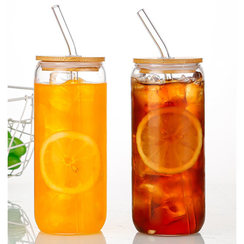Glass Coffee Glasses Supplier - Wholesale 16oz Transparent with Bamboo Lid Straw