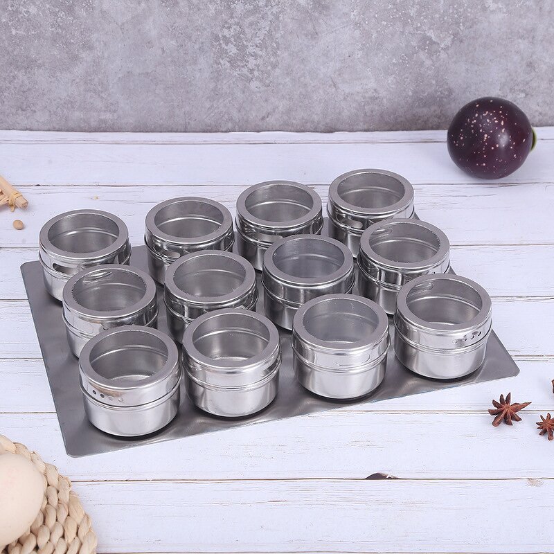 Stainless Steel Spice Jars Set Factory - Wholesale Magnetic Seasoning Storage