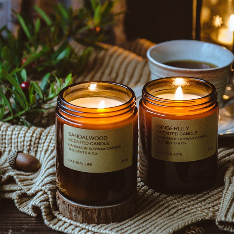 Glass Candle Jar Manufacturer - Wholesale 8oz Round Amber with Aluminum Lid