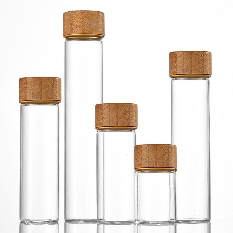 Glass Vials Factory - Wholesale Clear Glass Canister with Bamboo Lid