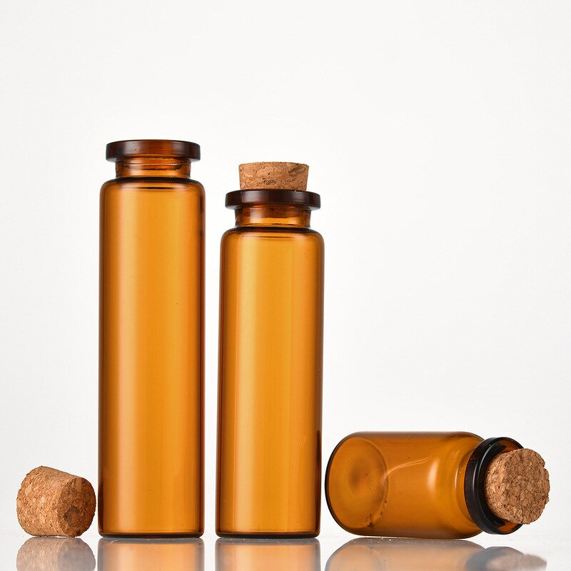 Glass Vial Manufacturer - Wholesale Amber Travel Pill Container with Cork