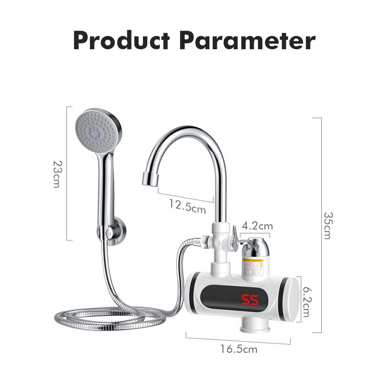 Hot Water Tap Manufacturer - OEM/ODM 3000w Instant Electric Heated Faucet with Shower