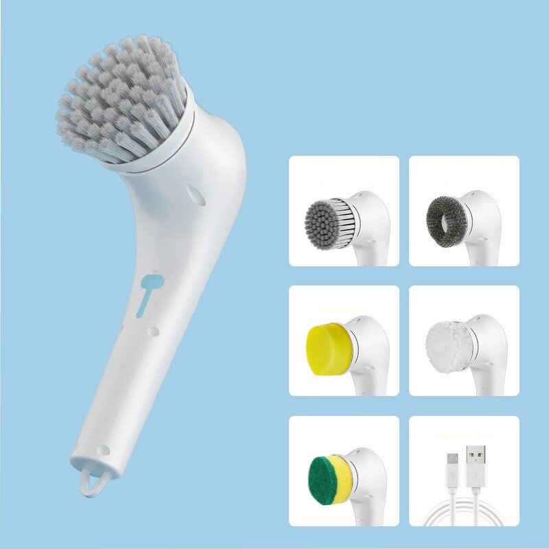 Cleaning Brush Manufacturer - OEM/ODM 5 in 1 Kitchen Bathroom Electric Cleaning Brush