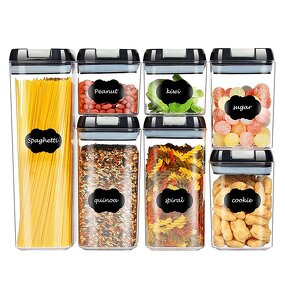 Rice Storage Container Manufacturer - OEM/ODM Stackable BPA Free Black Plastic Set