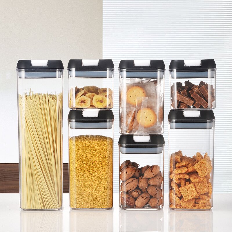 Rice Storage Container Manufacturer - OEM/ODM Stackable BPA Free Black Plastic Set