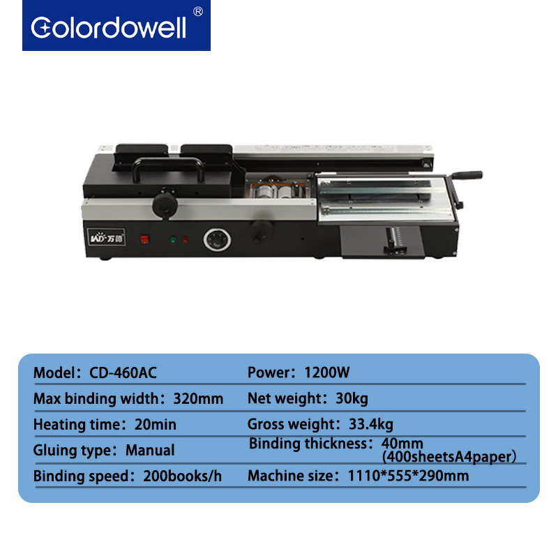 Glue Binding Machine Manufacturer - OEM/ODM WD-460AC Desktop Manual 320mm Width Binder