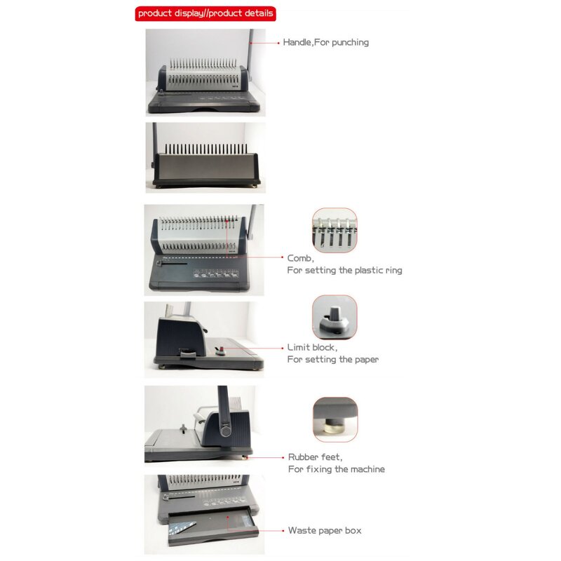 Plastic Comb Binding Machine Manufacturer - OEM/ODM WD-5018 Desktop A4 Manual Comb Binder