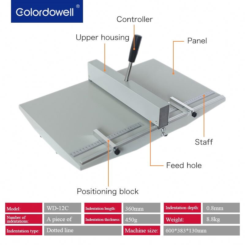 Paper Creasing Machine Manufacturer - OEM/ODM WD-12C 360mm Dotted Line Manual A4 Creaser