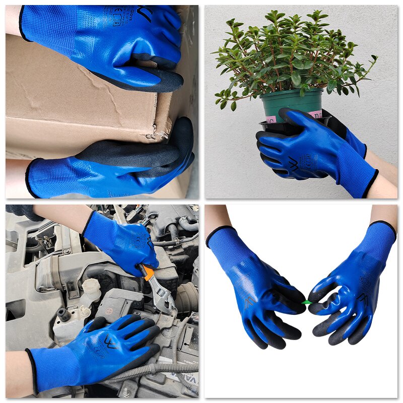 Protective Work Gloves Factory - Polyester Double Dipped Sandy Nitrile