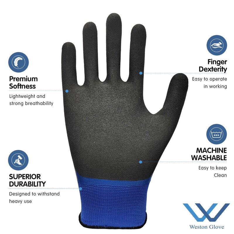 Protective Work Gloves Factory - Polyester Double Dipped Sandy Nitrile