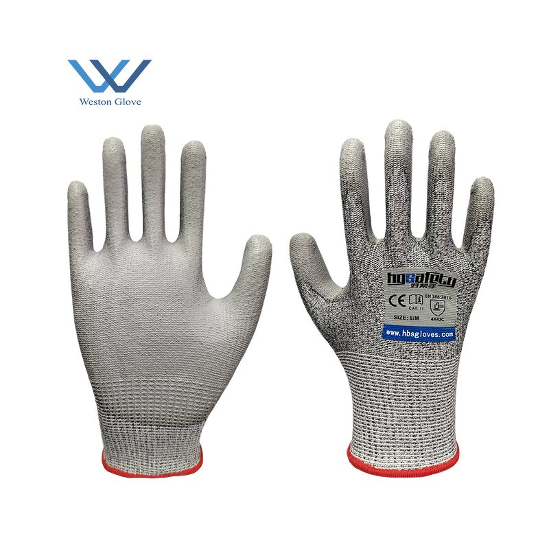 Cut Resistant Gloves Manufacturer - Level 5 PU Coated Knitted Custom