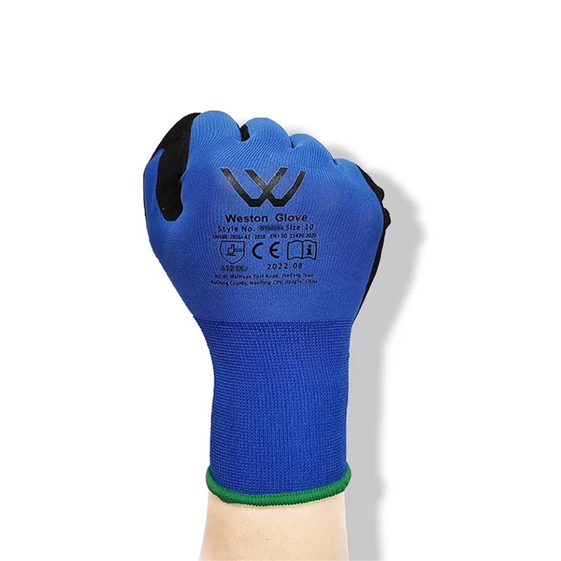 Work Safety Gloves Supplier - 18G Polyester Custom Sandy Nitrile Coated