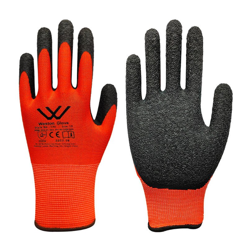 Industrial Work Gloves Manufacturer - Polyester Latex Coated Heavy Duty