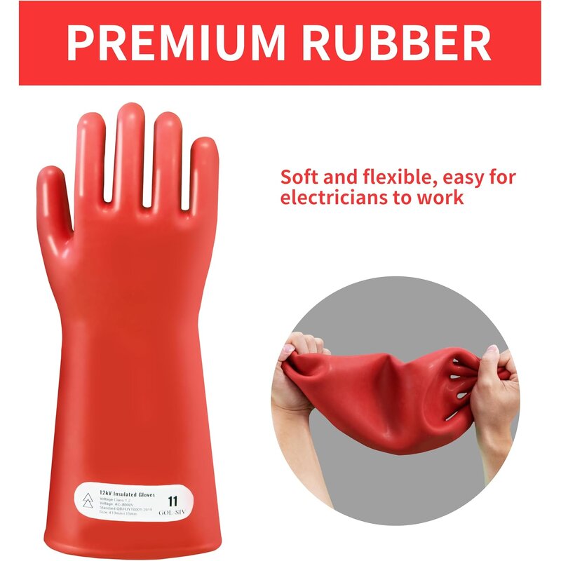 Insulating Gloves Supplier - 12kVAC/22kVDC Red Rubber for Electrician