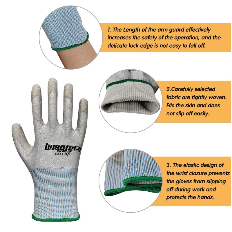 Industrial Safety Gloves Supplier - 18G PU Coated Cut Resistant Level 5