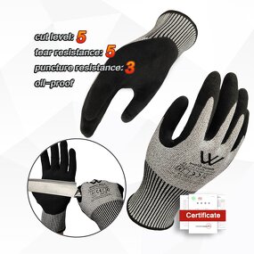 Cut Resistant Gloves Manufacturer - CE EN388 HPPE Level 5 Sandy Nitrile