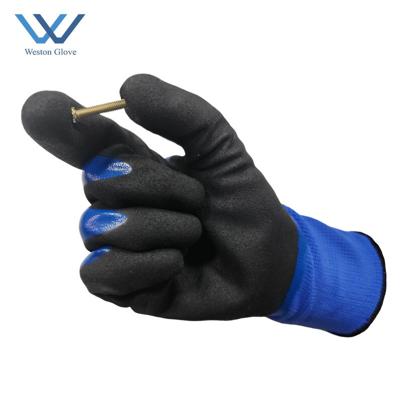 Protective Work Gloves Factory - Polyester Double Dipped Sandy Nitrile