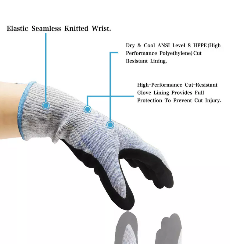 Safety Gloves Supplier - ANSI A8 A9 Metal Flex with Nitrile Coating