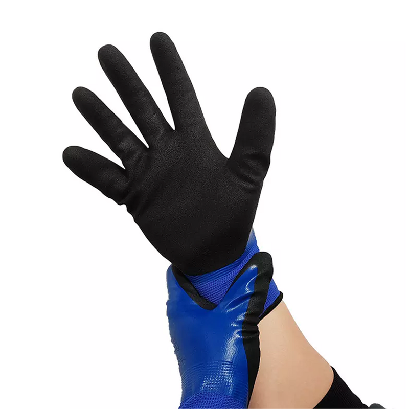 Protective Work Gloves Manufacturer - Polyester Double Dipped Sandy Nitrile