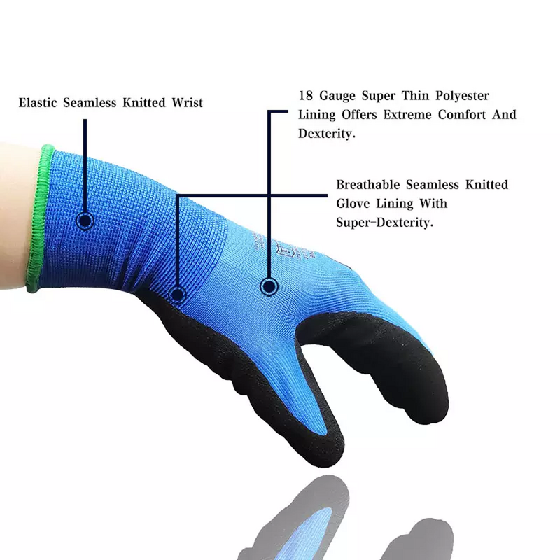 Work Safety Gloves Supplier - 18G Polyester Custom Sandy Nitrile Coated