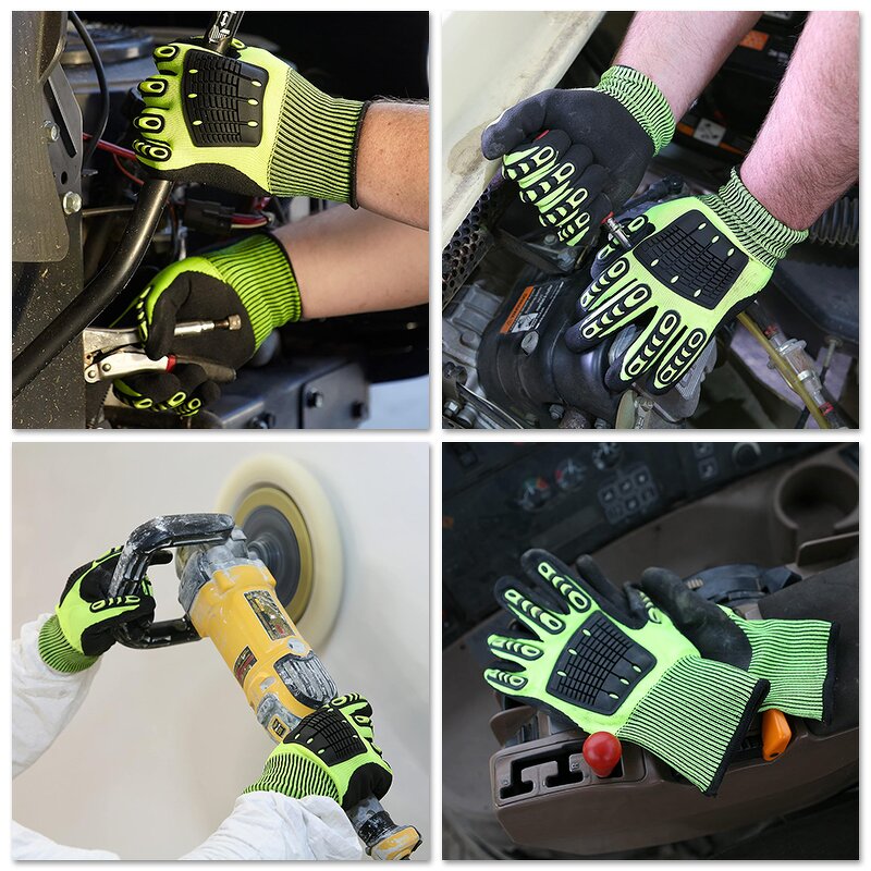 Impact Reducing Gloves Supplier - TPR Mechanic ANSI A4 Cut Resistant