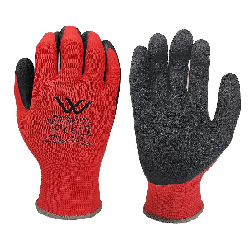 Industrial Work Gloves Manufacturer - Polyester Latex Coated Heavy Duty