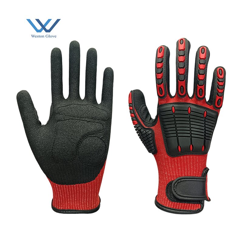 Impact Gloves Supplier - Red TPR Anti Vibration ANSI A4 Cut Resistant