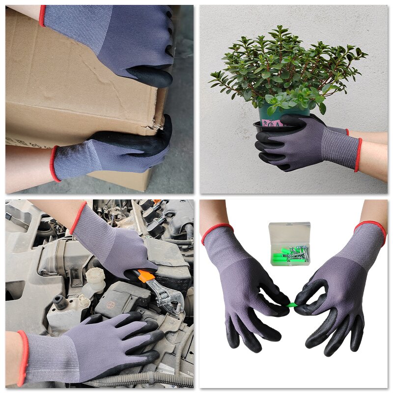Safety Gloves Supplier - 15G Nylon Spandex Foam Nitrile Coated Non-Slip