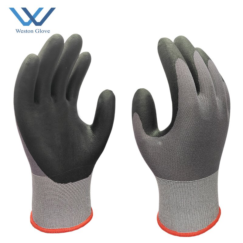 Work Gloves Factory - 15G Nylon Spandex Foam Nitrile Coated Anti-Slip